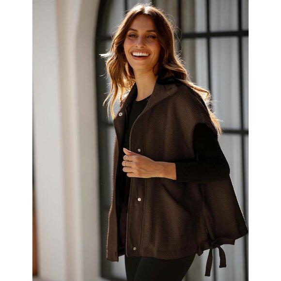 Women's Fuzzy Fleece Sleeveless Gilet Warm Pockets Casual Winter Outerwear - Picture 6 of 6